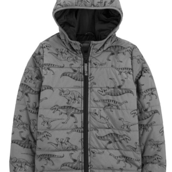 NEW CARTER’S DINOSAURS PUFFER JACKET QUILTED SZ 12 WINTER SNOW RAIN